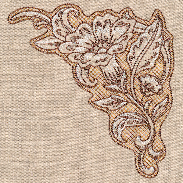 Desert Primrose Pillow Corner (Trapunto)