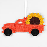 Autumn Sunflower Retro Truck Ornament (Lace)