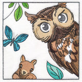 Woodland Animal Friends Window Scene - Owl & Squirrel