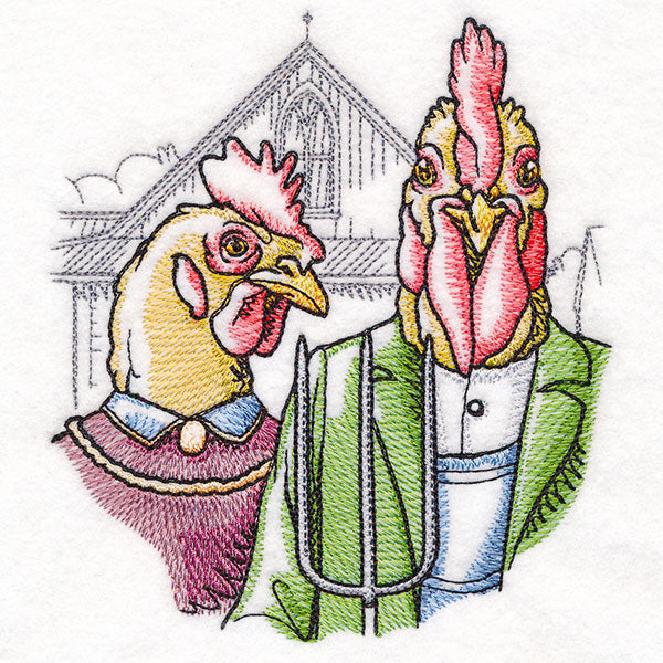 American Gothic Chickens