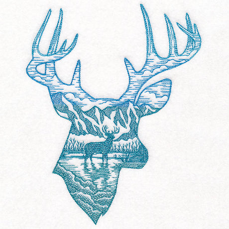 Wild Woods Deer Scene Etching