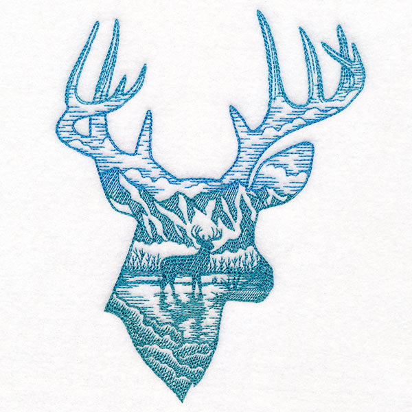 Wild Woods Deer Scene Etching