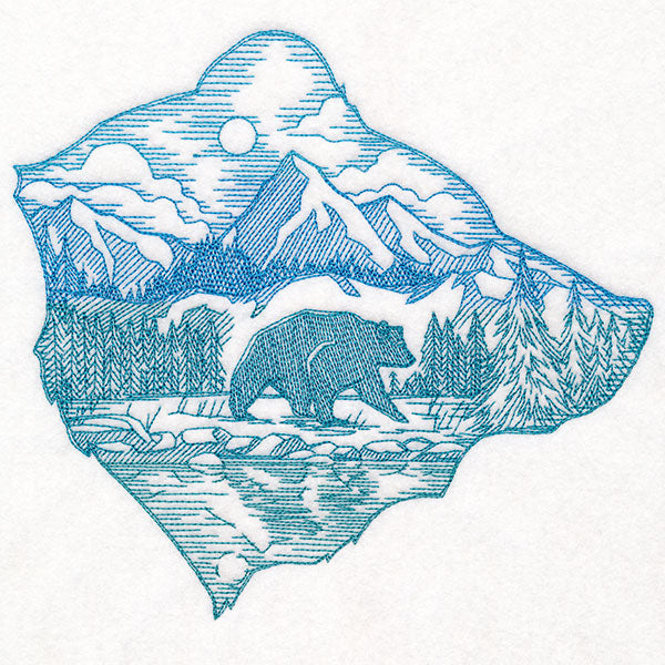 Wild Woods Bear Scene Etching