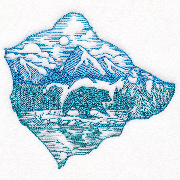 Wild Woods Bear Scene Etching