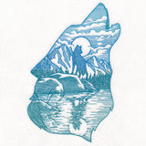 Wild Woods Wolf Scene Etching