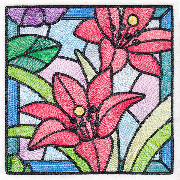 Stained Glass Garden - Lilies – Embroidery Library