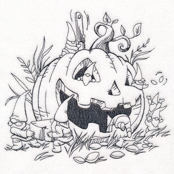 Gnomes Pumpkin Carving Scene