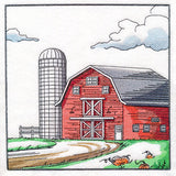 Fall on the Farm Scene - Barn and Silo