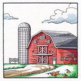 Fall on the Farm Scene - Barn and Silo