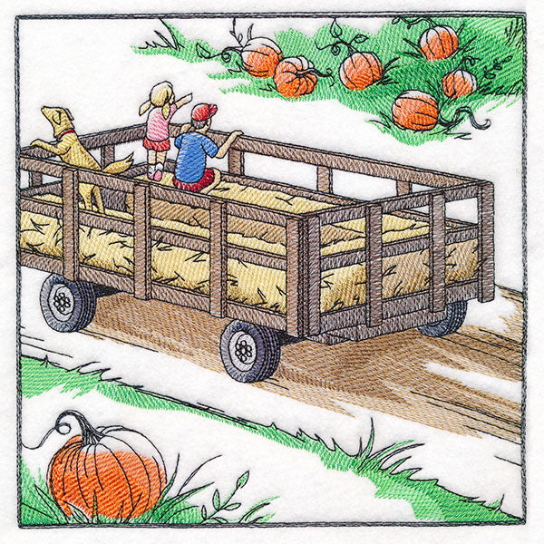 Fall on the Farm Scene - Hay Ride Wagon