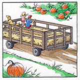 Fall on the Farm Scene - Hay Ride Wagon