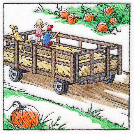 Fall on the Farm Scene - Hay Ride Wagon