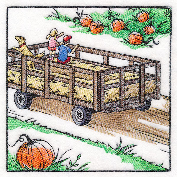Fall on the Farm Scene - Hay Ride Wagon