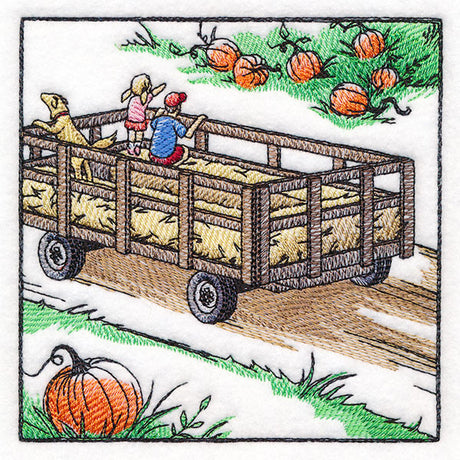 Fall on the Farm Scene - Hay Ride Wagon