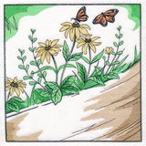 Fall on the Farm Scene - Butterflies and Flowers