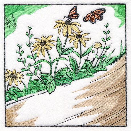 Fall on the Farm Scene - Butterflies and Flowers