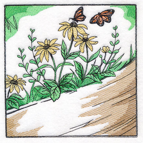 Fall on the Farm Scene - Butterflies and Flowers