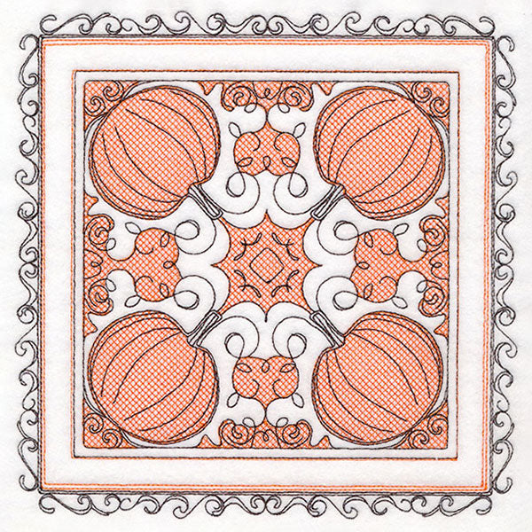 Festive Fall Pumpkins Kaleidoscope (Trapunto)