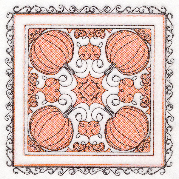 Festive Fall Pumpkins Kaleidoscope (Trapunto)