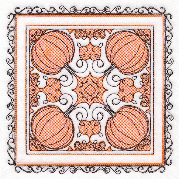 Festive Fall Pumpkins Kaleidoscope (Trapunto)