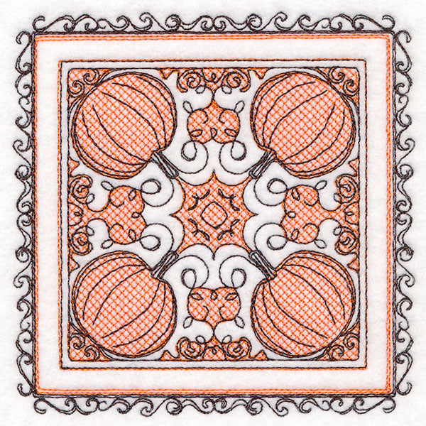 Festive Fall Pumpkins Kaleidoscope (Trapunto)