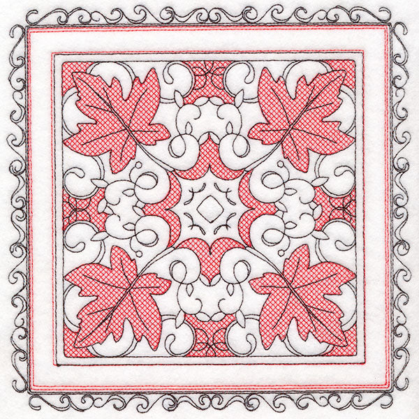 Festive Fall Maple Leaves Kaleidoscope (Trapunto)