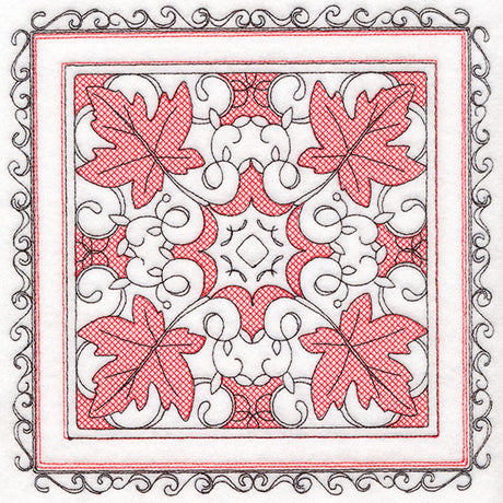 Festive Fall Maple Leaves Kaleidoscope (Trapunto)