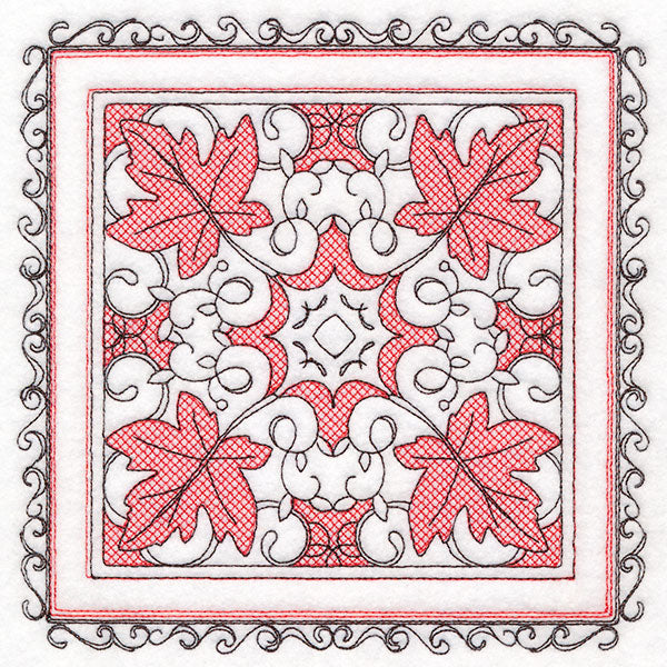 Festive Fall Maple Leaves Kaleidoscope (Trapunto)