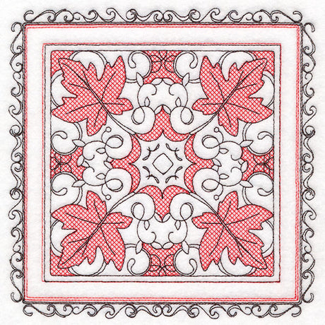 Festive Fall Maple Leaves Kaleidoscope (Trapunto)