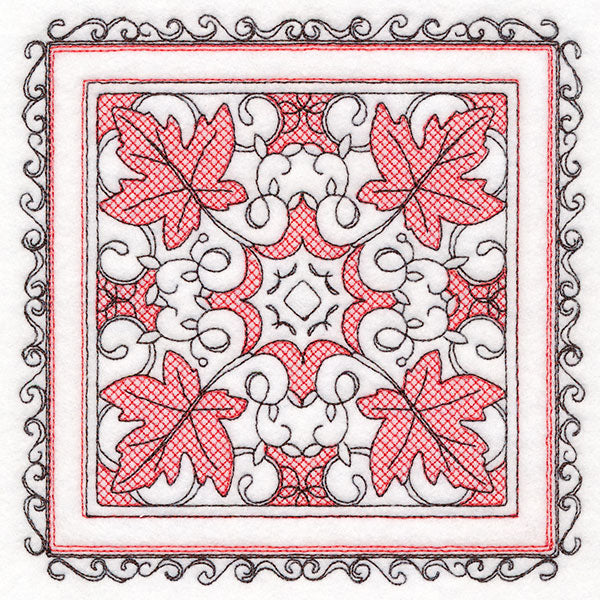 Festive Fall Maple Leaves Kaleidoscope (Trapunto)