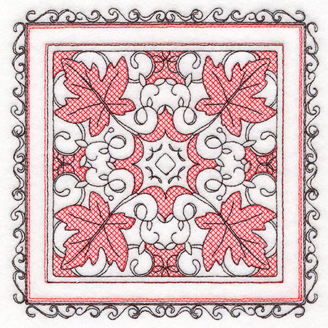 Festive Fall Maple Leaves Kaleidoscope (Trapunto)