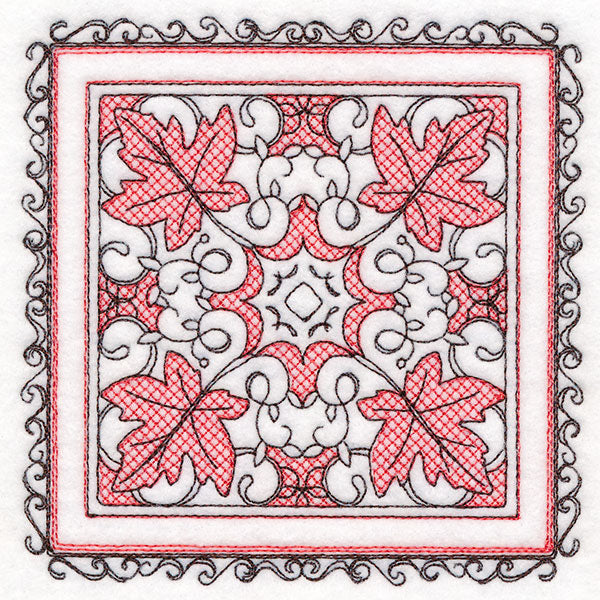 Festive Fall Maple Leaves Kaleidoscope (Trapunto)