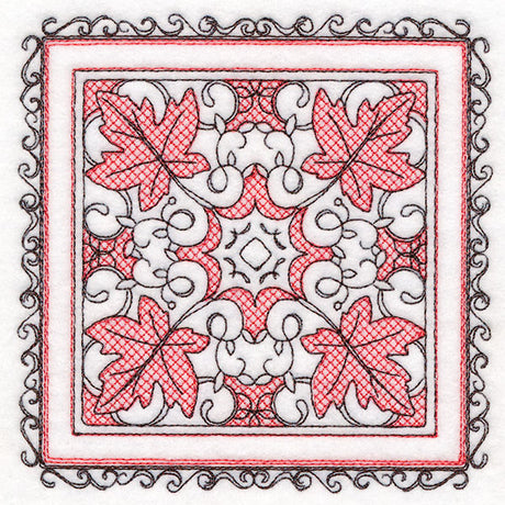 Festive Fall Maple Leaves Kaleidoscope (Trapunto)