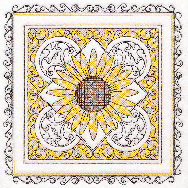 Festive Fall Sunflowers Kaleidoscope (Trapunto)