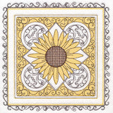 Festive Fall Sunflowers Kaleidoscope (Trapunto)