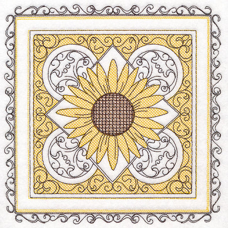 Festive Fall Sunflowers Kaleidoscope (Trapunto)