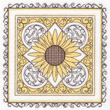 Festive Fall Sunflowers Kaleidoscope (Trapunto)