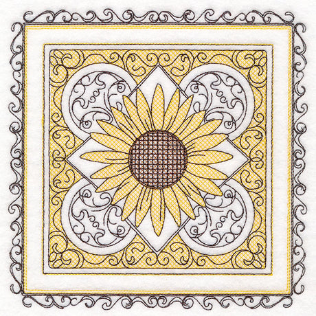 Festive Fall Sunflowers Kaleidoscope (Trapunto)