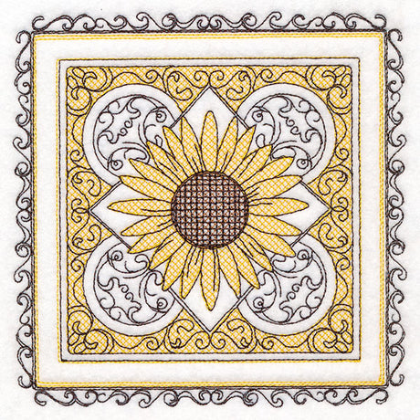 Festive Fall Sunflowers Kaleidoscope (Trapunto)