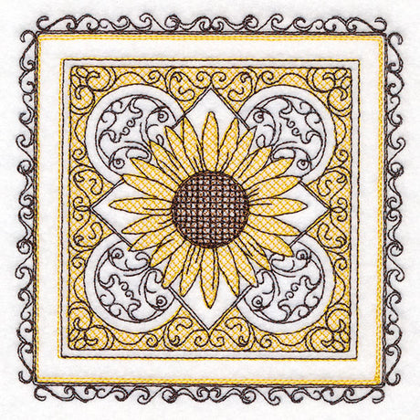 Festive Fall Sunflowers Kaleidoscope (Trapunto)
