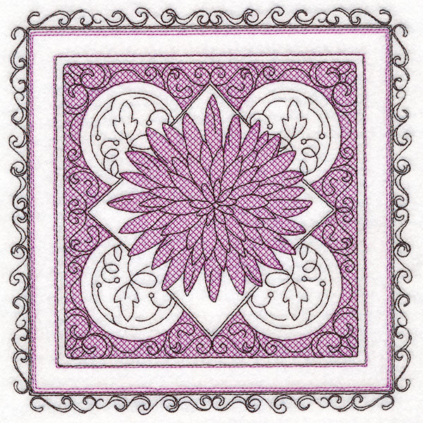 Festive Fall Chrysanthemum Kaleidoscope (Trapunto)