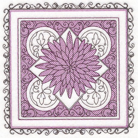 Festive Fall Chrysanthemum Kaleidoscope (Trapunto)