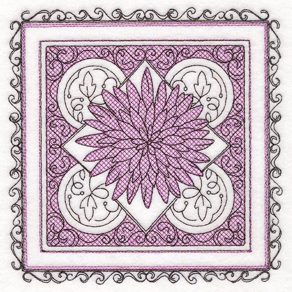 Festive Fall Chrysanthemum Kaleidoscope (Trapunto)