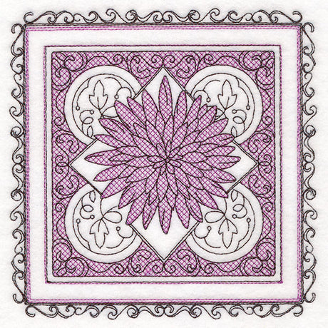 Festive Fall Chrysanthemum Kaleidoscope (Trapunto)