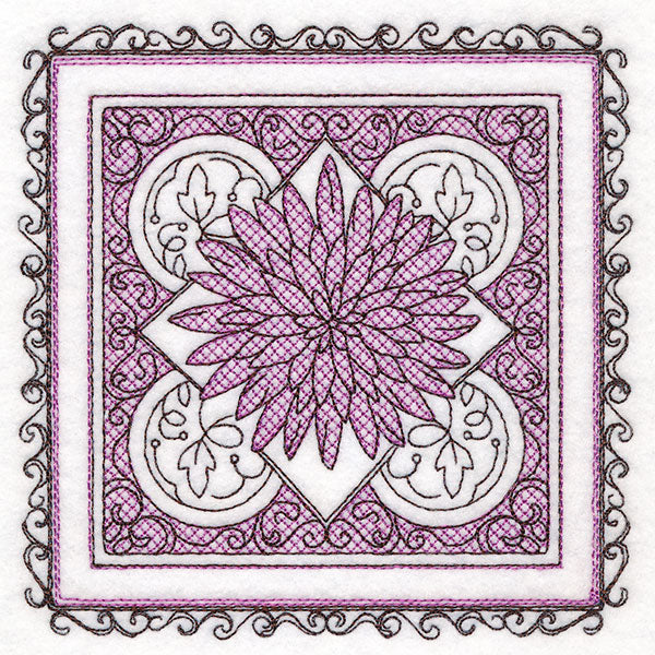 Festive Fall Chrysanthemum Kaleidoscope (Trapunto)