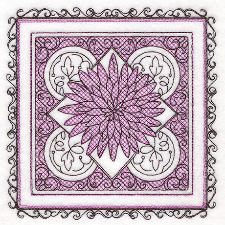 Festive Fall Chrysanthemum Kaleidoscope (Trapunto)