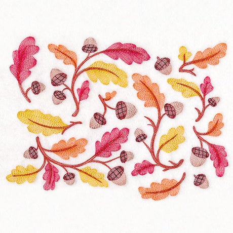 Perfectly Repeatable Autumn Acorns and Leaves