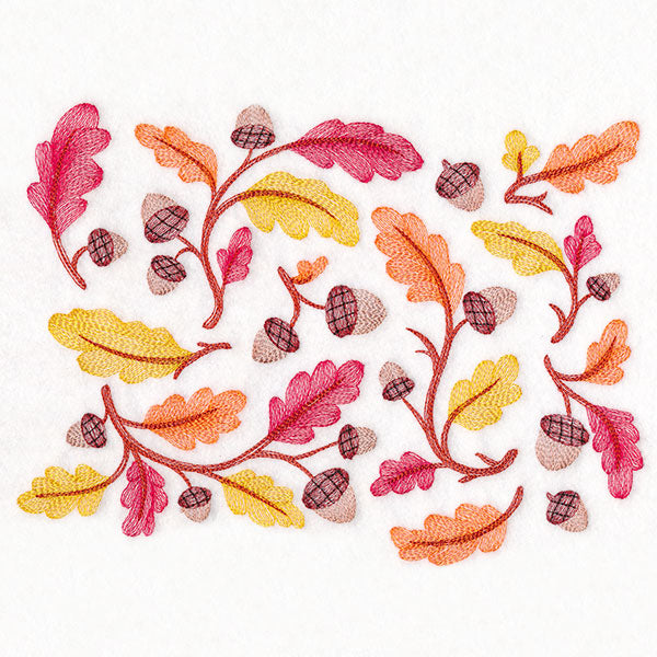 Perfectly Repeatable Autumn Acorns and Leaves