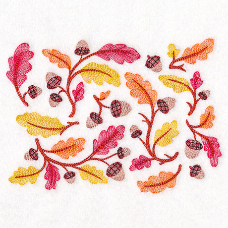 Perfectly Repeatable Autumn Acorns and Leaves