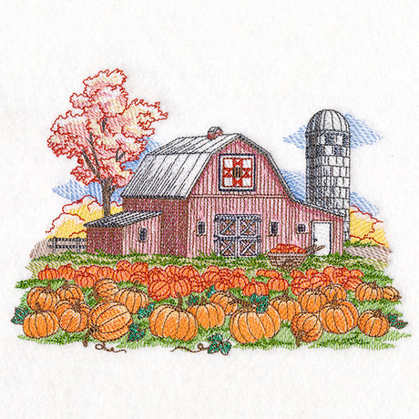 Pumpkin Patch Barn Scene